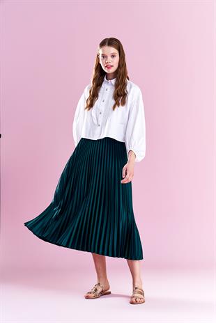 EMY PLİSOLE ETEK - ZÜMRÜT YEŞİL