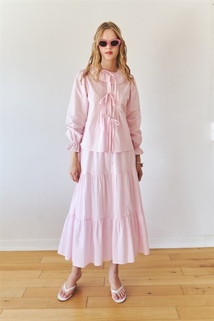 Estelle Bağcık Detaylı Takım- Pembe
