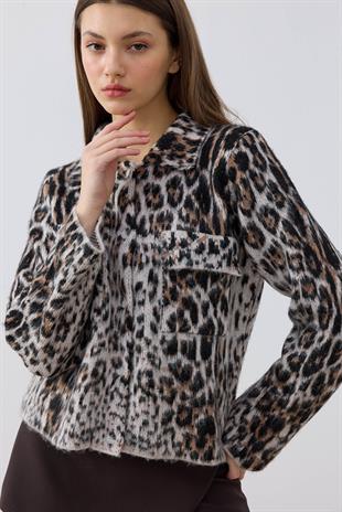 Ester Leopar Ceket- Kahverengi 