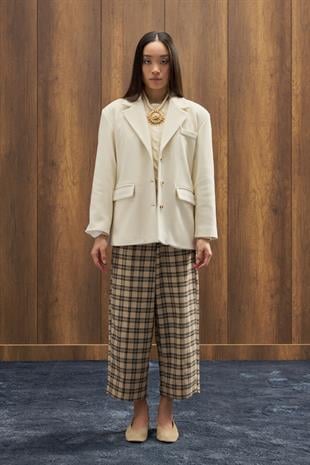Eva Kaşe Blazer Kaban - Ekru 