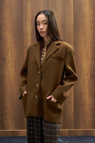 Eva Kaşe Blazer Kaban - Haki 