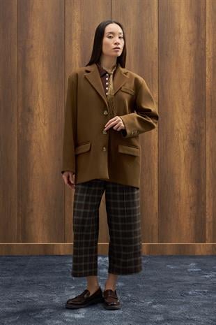 Eva Kaşe Blazer Kaban - Haki 