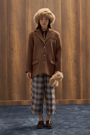 Eva Kaşe Blazer Kaban - Kahverengi 