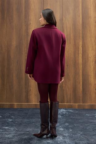 Eva Kaşe Blazer Kaban - Mürdüm