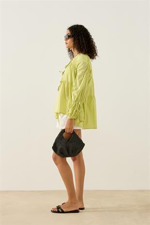 Evie Bağcıklı Robalı Tunik - Yeşil