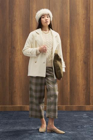 Fancy Nervürlü Ekose Pantolon - Yeşil 