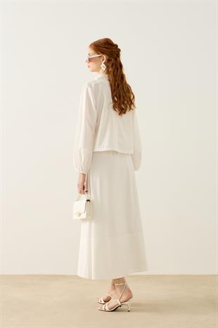 Felicity Bağlamalı Dikişli Takım - Beyaz