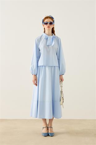 Felicity Bağlamalı Dikişli Takım - Mavi