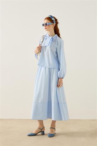 Felicity Bağlamalı Dikişli Takım - Mavi