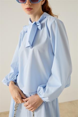 Felicity Bağlamalı Dikişli Takım - Mavi