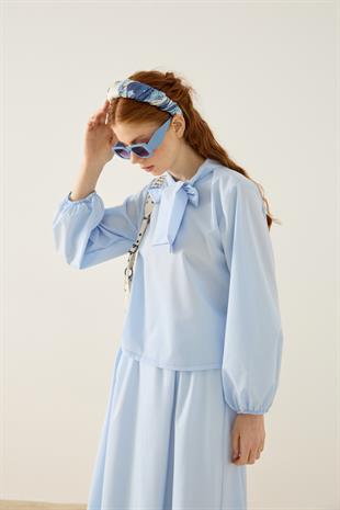 Felicity Bağlamalı Dikişli Takım - Mavi