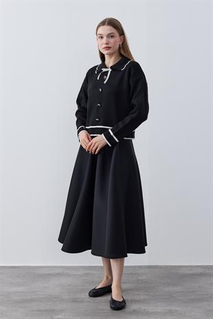 Fiona Fiyonklu Kazak - Siyah