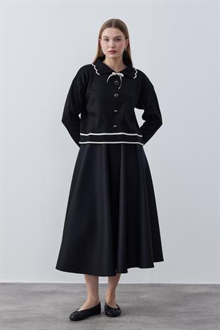 Fiona Fiyonklu Kazak - Siyah