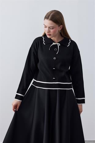 Fiona Fiyonklu Kazak - Siyah