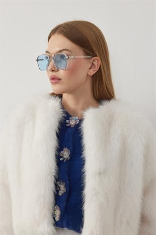 Flora Kürk Ceket - Beyaz