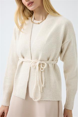 Frances Kemerli Triko Ceket - Bej 