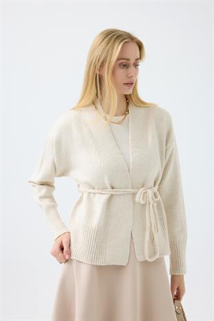 Frances Kemerli Triko Ceket - Bej 
