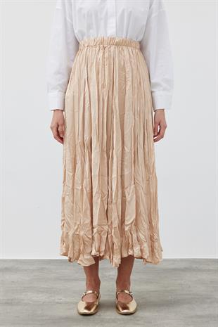 Galia Kraş Saten Etek - Bal Köpüğü