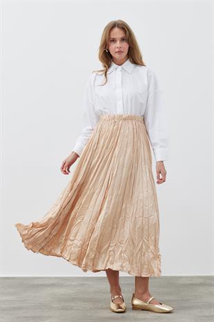 Galia Kraş Saten Etek - Bal Köpüğü