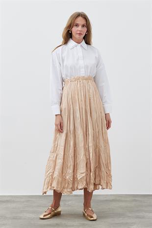 Galia Kraş Saten Etek - Bal Köpüğü