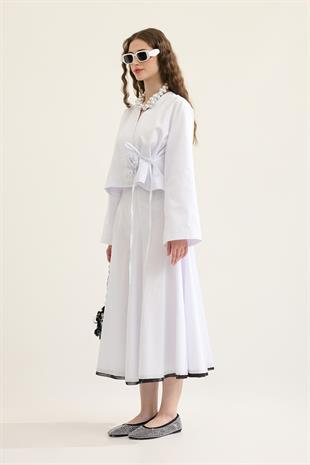 Goldie Kontrast Geçişli Gabardin Takım - Beyaz