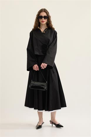 Goldie Kontrast Geçişli Gabardin Takım  - Siyah