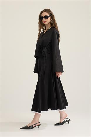 Goldie Kontrast Geçişli Gabardin Takım  - Siyah