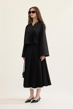 Goldie Kontrast Geçişli Gabardin Takım  - Siyah