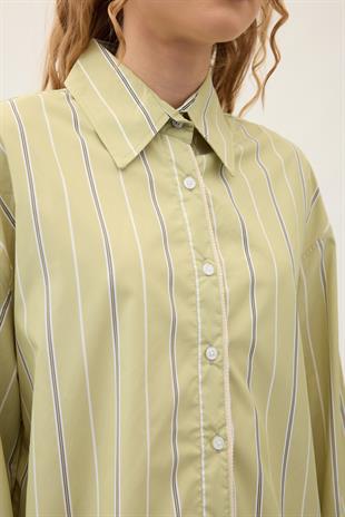 Hazel Güpür İşlemeli Gömlek - Fıstık yeşil