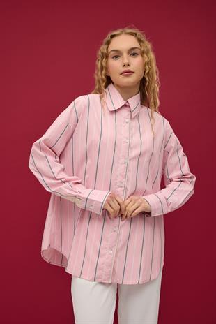 Hazel Güpür İşlemeli Gömlek- Pembe