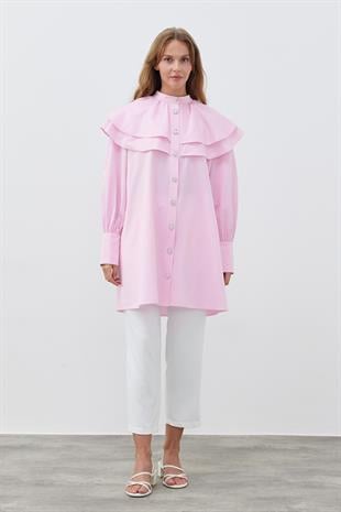 HEİDİ GENİŞ YAKALI GÖMLEK - PUDRA PEMBE