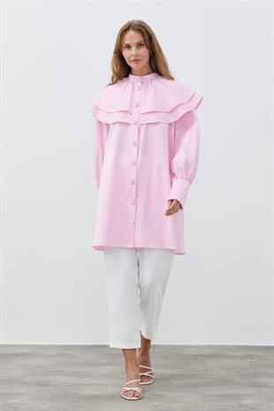 HEİDİ GENİŞ YAKALI GÖMLEK - PUDRA PEMBE