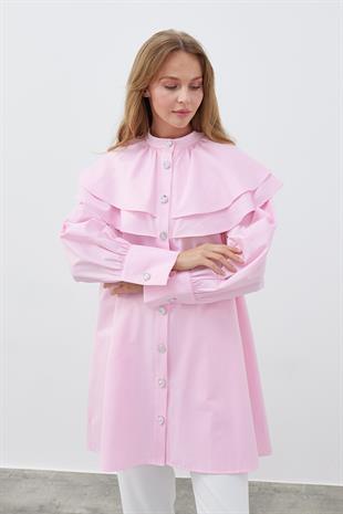 HEİDİ GENİŞ YAKALI GÖMLEK - PUDRA PEMBE