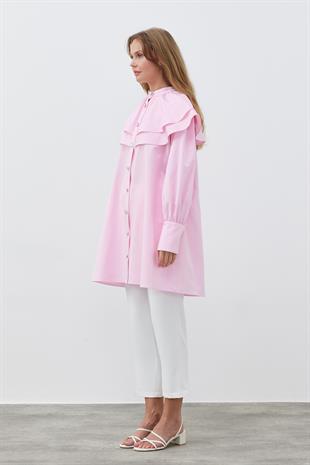 HEİDİ GENİŞ YAKALI GÖMLEK - PUDRA PEMBE