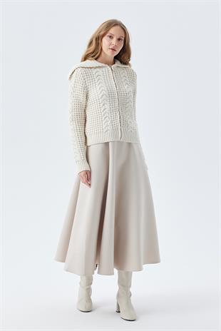 HENRY FERMUARLI SAÇ ÖRGÜ DOKUMA HIRKA - BEJ 