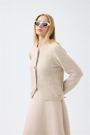 Holly Düğme Aksesuarlı Hırka  - Bej 