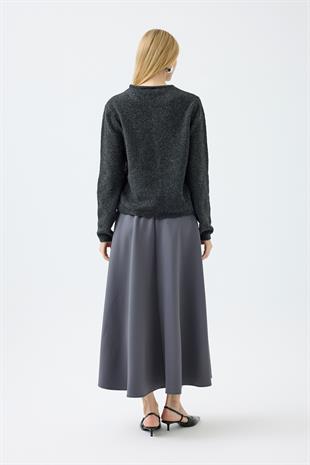 Holly Düğme Aksesuarlı Hırka - Füme 