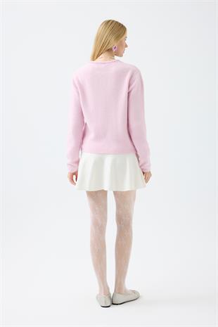 Holly Düğme Aksesuarlı Hırka  - Pembe 