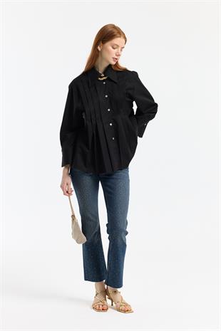 Hotfix Baskılı Kesik Paçalı Denim 