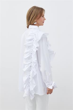 İLEYDA BÜZGÜLÜ GÖMLEK - BEYAZ 