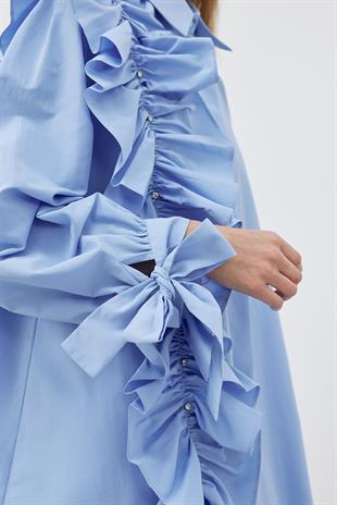 İLEYDA BÜZGÜLÜ GÖMLEK - MAVİ 