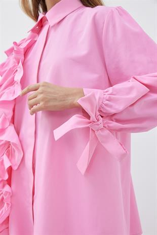 İLEYDA BÜZGÜLÜ GÖMLEK- PEMBE 