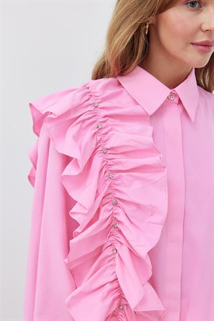 İLEYDA BÜZGÜLÜ GÖMLEK- PEMBE 
