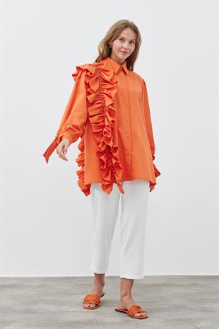 İLEYDA BÜZGÜLÜ GÖMLEK- TURUNCU