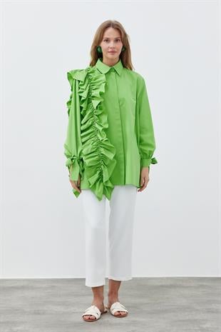 İLEYDA BÜZGÜLÜ GÖMLEK - YEŞİL