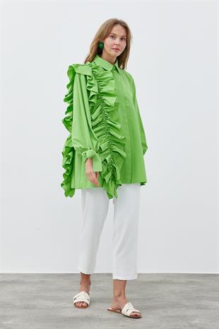 İLEYDA BÜZGÜLÜ GÖMLEK - YEŞİL