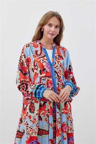 İNCİ VİSCON ELBİSE - MAVİ