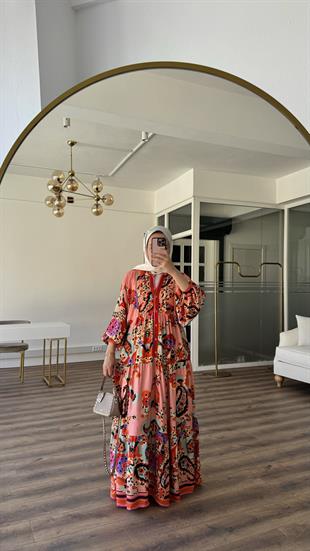 İNCİ VİSCON ELBİSE - PEMBE