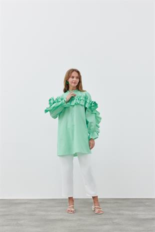 İSABELLA GÜLLÜ GÖMLEK- NİL YEŞİLİ 