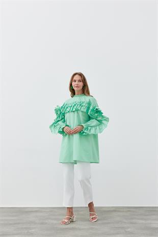 İSABELLA GÜLLÜ GÖMLEK- NİL YEŞİLİ 